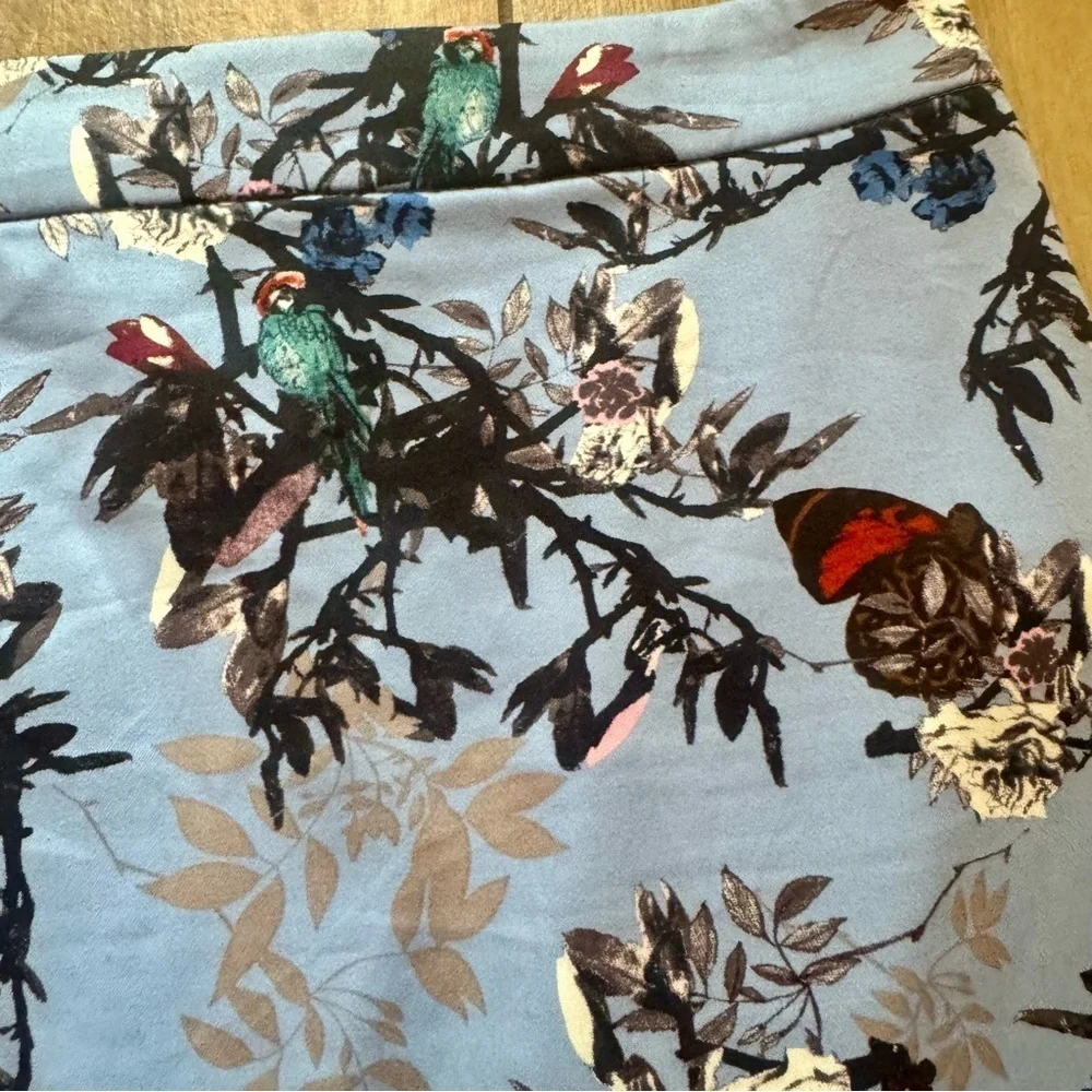 J. Crew Blue Floral Bird Butterfly Pencil Skirt